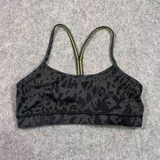 Lululemon Athletica Animal Swirl Deep Coal Black Flow Y IV Bra Women's Size 8