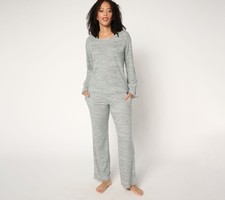 Muk Luks Women's Sleepwear Sz L Brushed Interlock Ruffle Cuff Pajama Gray