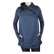 LULULEMON Blissed Out Wrap Jacket Hooded Long Sleeve Womens 4 Navy Blue Tencel