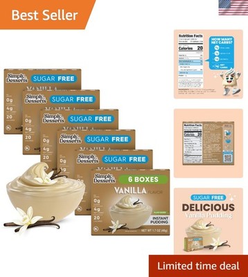 Healthy Vanilla Instant Pudding 6-Pack - Sugar-Free, Low-Carb,  Friendly