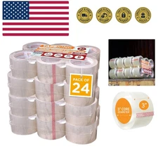 Bulk Clear Packing Tape - 24 x 60 Yards Rolls, Strong Adhesive & Water Resistant