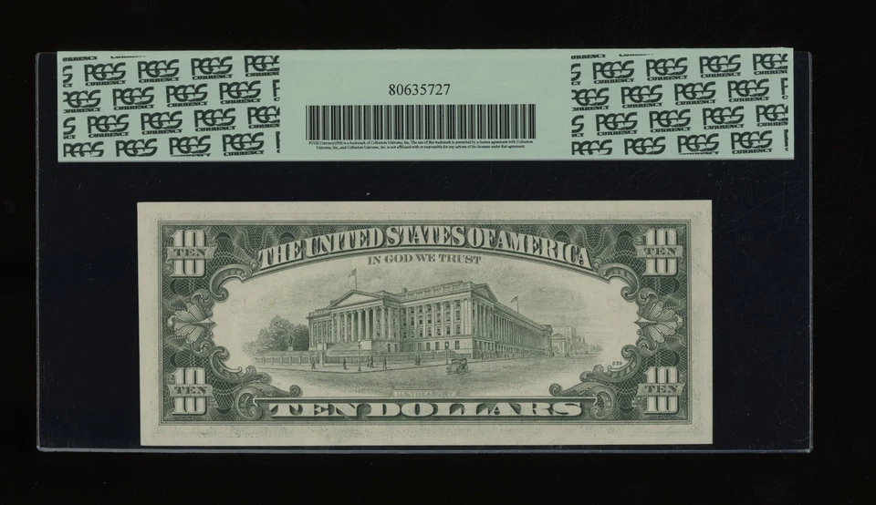 DBR 1985 $10 FRN San Francisco Fr. 2027-L PCGS 63 PPQ Serial L05956574C - Image 2 of 2