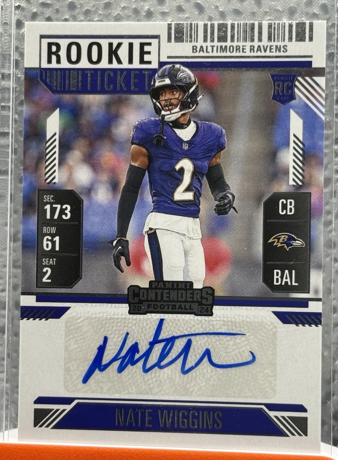 2024 Panini Contenders Rookie Ticket Auto Nate Wiggins Baltimore Ravens