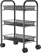3 Tier Metal Multipurpose Wheeled Storage Basket Trolley Utility Cart - Boltless