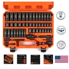 Durable 50-Piece SAE & Metric Impact Socket Set with Corrosion-Resistant Finish