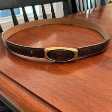 Vintage leather belt with gold buckle Brown Medium