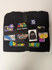 Nintendo Super Mario Sudadera con Capucha Negra Para Hombre XS Mario Luigi Wario Waluigi