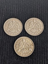 1934 1935 1936 Uncirculated UNC Silver Threepence Coins .500 HIGH GRADE