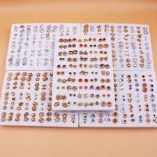 Lightweight Plastic Stud Earrings 50 Pairs Mixed Styles Rhinestone Accent