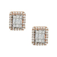 Halo Baguette Diamant Stecker Ohrringe 0,74Ct Echt 14K RoséGold