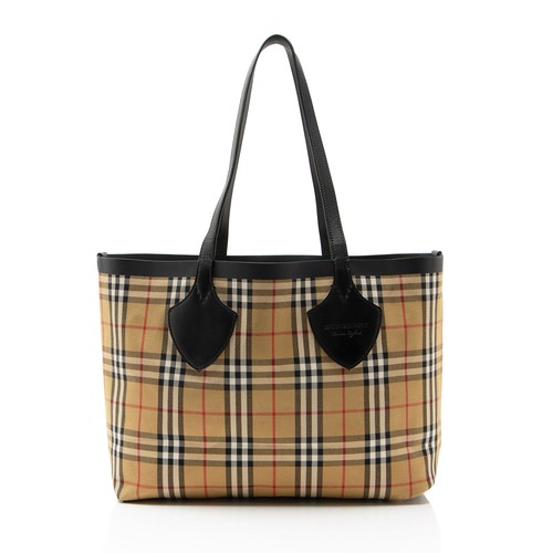 Burberry Vintage Heritage Check Canvas Reversible Tote