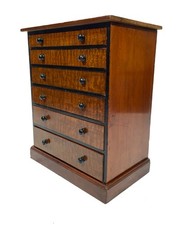 Antique Victorian Tabletop Wooden Chest of Collectors Drawers Storage Box c.1890