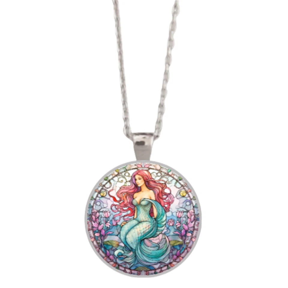 Hermoso Colgante/Collar Bisel Sirena Tono Plata Oro o Oro Rosa Foto 3 de 4