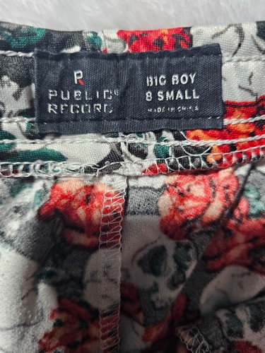 Boys Public Record Big Boy Sweatpants Skull & Roses Size 8 Small Multicolor - Picture 2 of 13