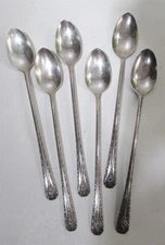 Old International Silver Plate Rogers Co. Elegance 6 Ice Tea Spoons