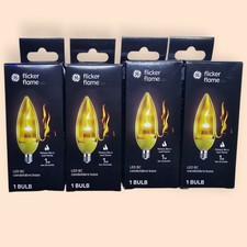GE Flicker Flame LED Candelabra Base E12 1600K 1W Warm Candlelight 4 Pack