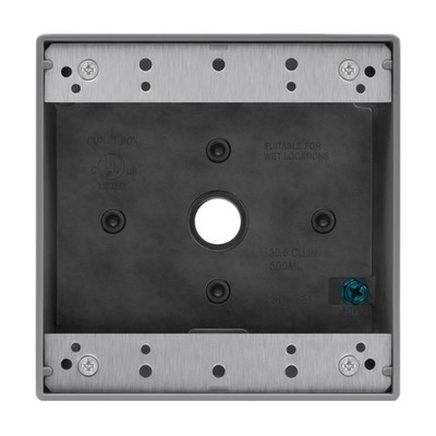 Outdoor 2 Gang Box, 3 Ports 0.50  Each, Weatherproof, Grey