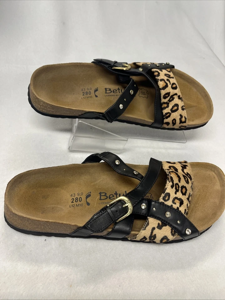 Betula by Birkenstock Rhinestone Jeweled Leopard Sandals Sz W-12, M-10 - Image 3 of 4