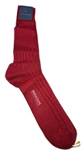 Bresciani  Italian Luxury Over the Calf 100% Linen Red  Socks Size L NWT
