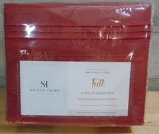 Brand New Sweet Home FULL 4 Piece Burgundy 1800 Thread Count Sheet Set