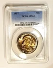 1957 PCGS MS 65 Franklin Half Dollar Beautiful Mint Set Rainbow Toned