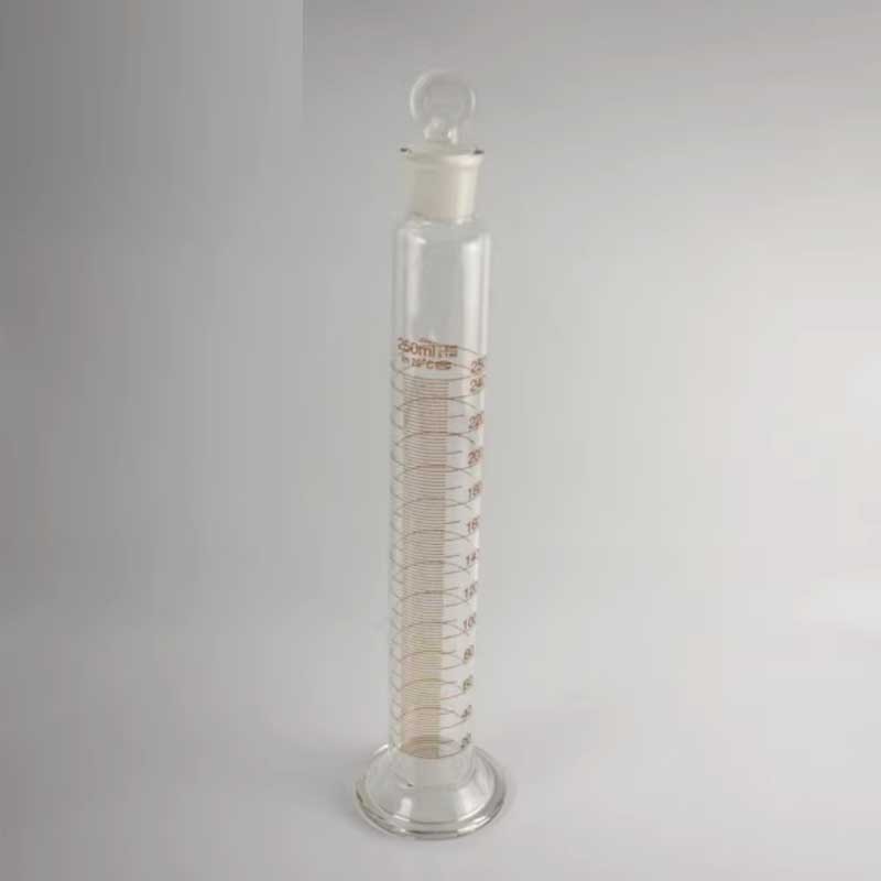250ml Transparent Graduated Measuring Cylinder w/ Stopper Laboratory Glassware