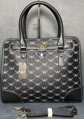 Wendy Keen #1677 Black Logo Satchel Tote Organizer Crossbody Bag NWT Shoulder
