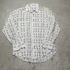 VTG 70s h.i.s. Button Shirt Mens Large Yellow Dagger Collar