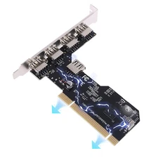 USB 2.0 PCI Hub Controller Expansion Card 480Mbps Internal USB 2.0 PCI Card