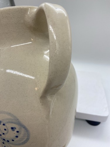 Ellis Prod Pottery Marshall Texas Pitcher Blue With Hearts Vintage - Picture 7 of 11