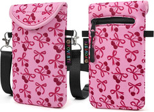 Neoprene Cell Phone Sleeve Pouch Case Bag with Crossbody Strap Lanyard for Women
