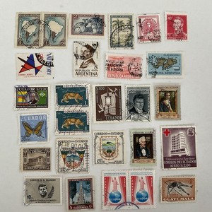 Lot~27 stamps~1916-1965~Argentina~airmail~airplane+Ecuador+El Salvador+Guatemala