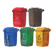5pcs Mini Trash Can: Toy Mini Garbage Sorting Cans - 1:87 Vintage Miniature
