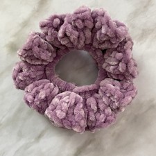 Light Mauve Handmade Chenille Hair Crochet Scrunchie looks like Lilac