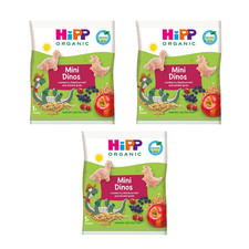 3x HiPP Mini Dinos Organic Toddler Snack 30g Cranberry Blackcurrant 1-3 Years