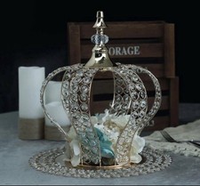Crystal-Bead Royal Crown Cake Topper Metallic Gold - Dazzling Cake Centerpiece
