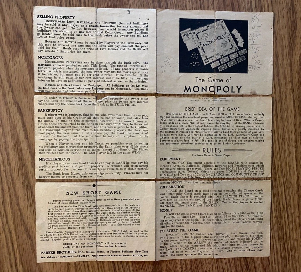 *JUEGO MONOPOLY CAJA AZUL DE PRINCIPIOS DE 1936 DE COLECCIÓN CON TABLERO DARROW RARO DE DERECHOS DE AUTOR 1933* Foto 4 de 4