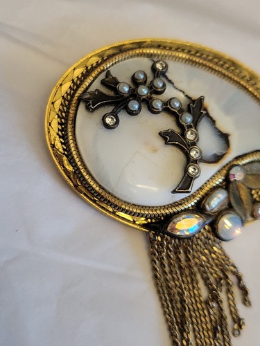 Vintage Art Deco Style MARENA HANDARBEIT Germany chain Pin Brooch - Bild 4 von 10