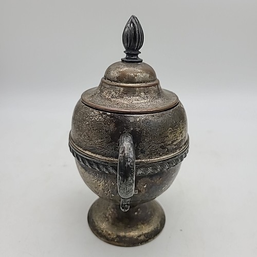 World Silver On Copper Lidded Sugar Dish 2 handles Vintage Patina Unpolished - Picture 2 of 8