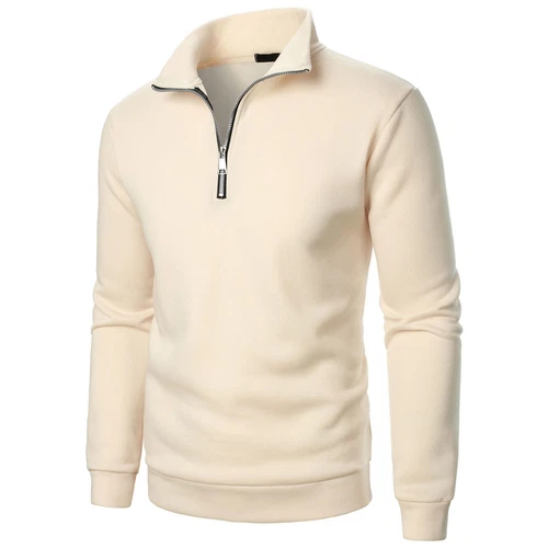 Herren Viertel Reißverschluss Pullover Slim Fit Leichter Stehkragen Langarm Sweater - Bild 14 von 43