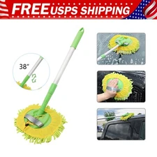 2in1 Microfiber Car Cleaning Brush Adjustable Handle Scratch Free Car Wash Brush
