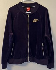 Nike Velour Track Jacket Women  s Large Burgundy Gold Preowned Y2K 2000  s Vibes