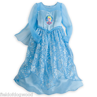 NWT Disney Store ELSA Deluxe Nightgown costume Frozen 5/6 7/8