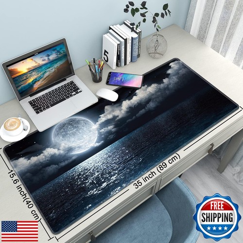 Desk Mat,Large Mouse Pad 35''×15.6'' XXL Extended Gaming Mouse Pad Mat with N - Photo 2/5
