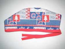 Surgical Scrub Hats/Cap MLB Chicago Cubs Winter version with snowflakes