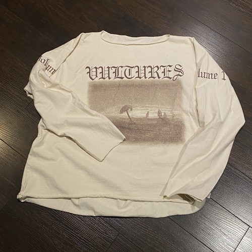 NEW! Vultures Tracklist Long Sleeved T-Shirt Size 2 Kanye Yeezy Rap Tee Beige