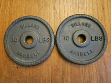 Pair Vintage Billard Barbell 10 lb Standard Weights dimple blank side