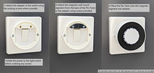 UK Light Switch Converter for Flic Twist Smart Switch - Adapter Cover White - Picture 3 of 8