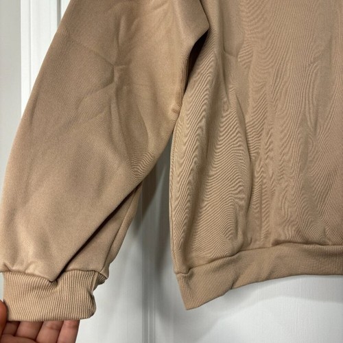 SHEIN Tan Athletic Fleece Lined Crewneck Sweater Size Large - Picture 2 of 3