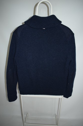 Polo Ralph Lauren Wool-Cashmere Hybrid Shawl Navy Herringbone Cardigan Men's S - Picture 8 of 13